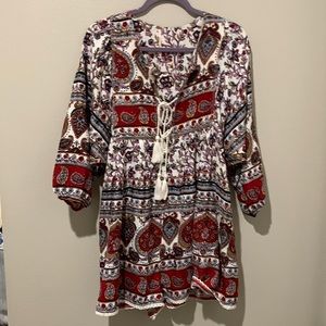 FREE PEOPLE romper.  Multi-colored - burgundy, blue, lilac, peach, black